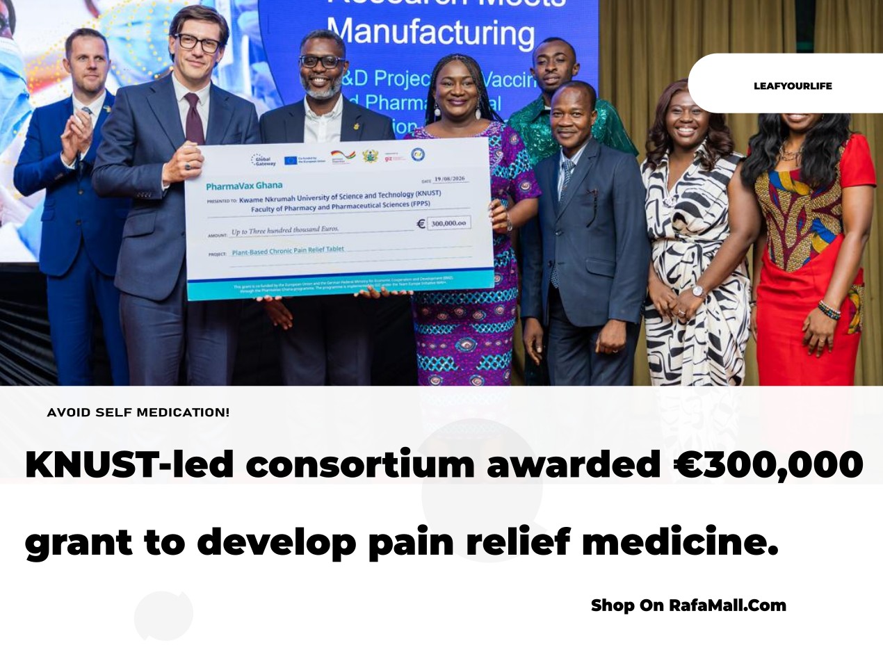 Researchers from KNUST and partners working in a lab, symbolizing the development of new herbal pain relief medicine in Ghana.