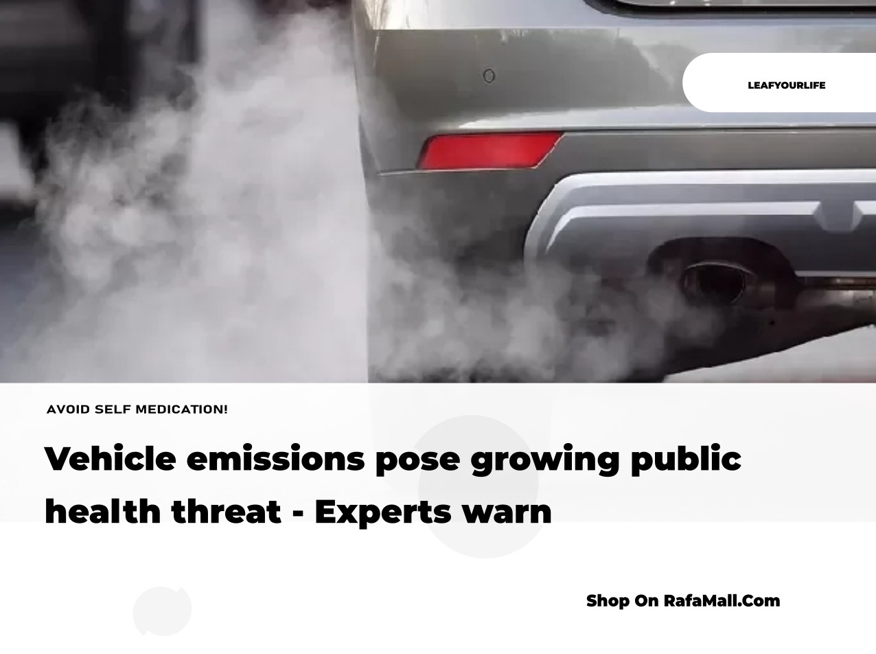 Heavy traffic on a bustling street in Accra, Ghana, with exhaust fumes rising from cars, buses, and trucks, illustrating the issue of vehicle emissions and air pollution.
