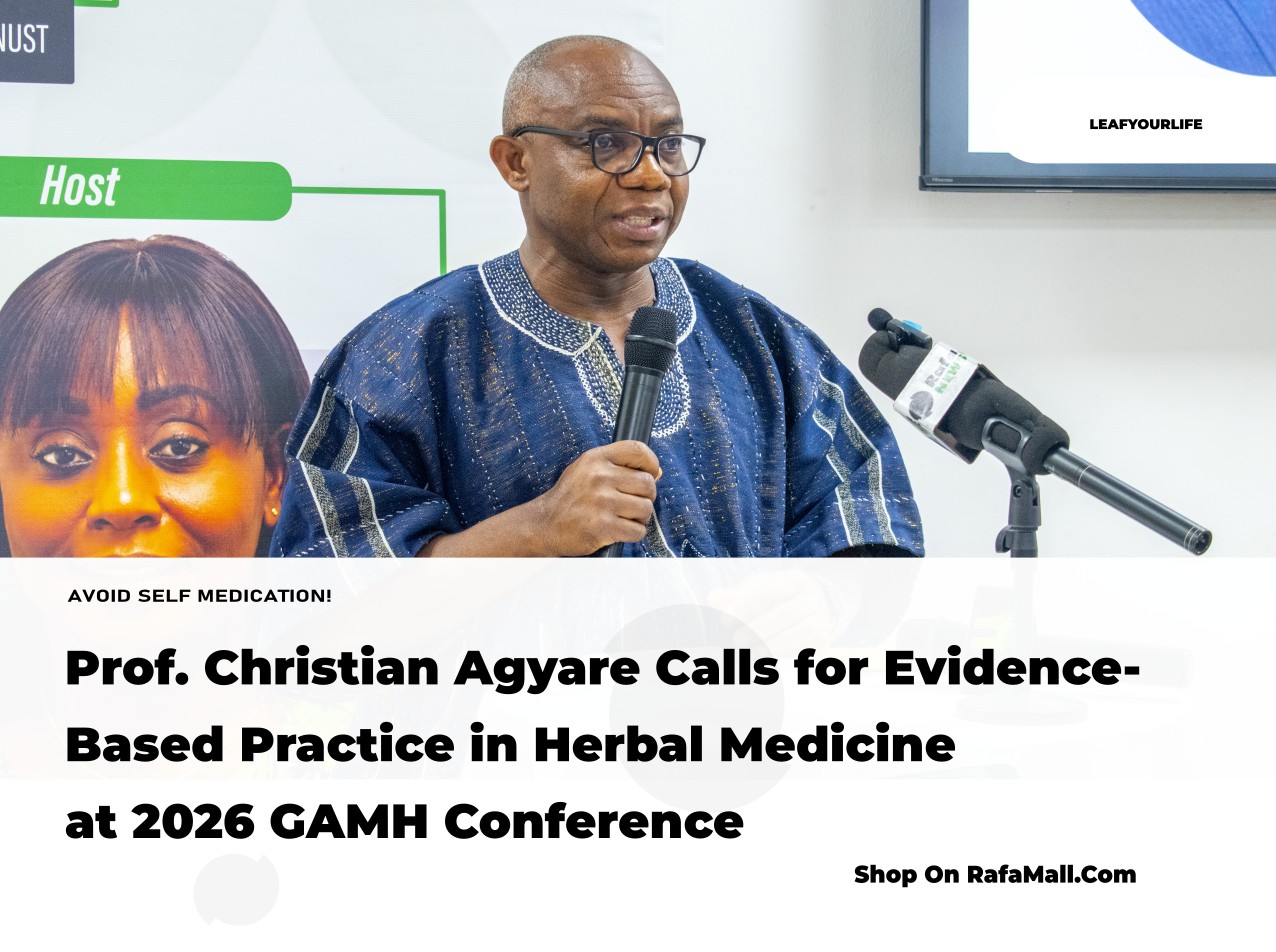 Prof. Christian Agyare speaking at the 2026 Ghana Association of Medical Herbalists (GAMH) conference, advocating for evidence-based herbal medicine practice.