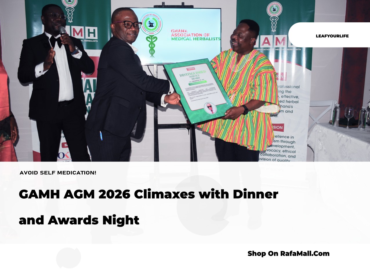 Attendees at the GAMH AGM 2026 Dinner and Awards Night at KNUST, celebrating medical herbalists and their contributions to herbal medicine in Ghana.